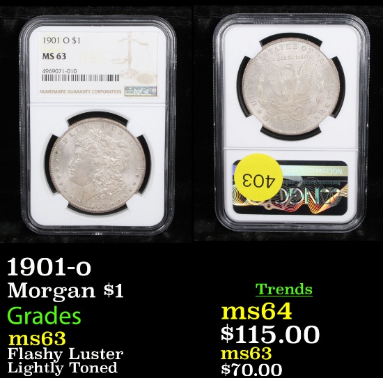 NGC 1901-o Morgan Dollar $1 Graded ms63 By NGC