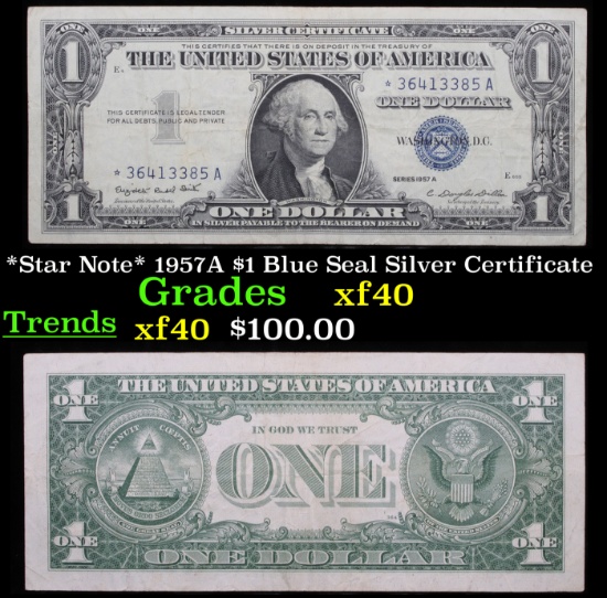 1957A $1 Blue Seal Silver Certificate Grades xf