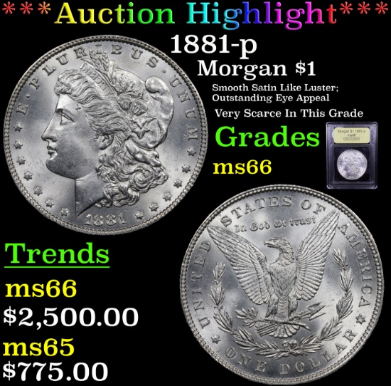 ***Auction Highlight*** 1881-p Morgan Dollar $1 Graded GEM+ Unc By USCG (fc)