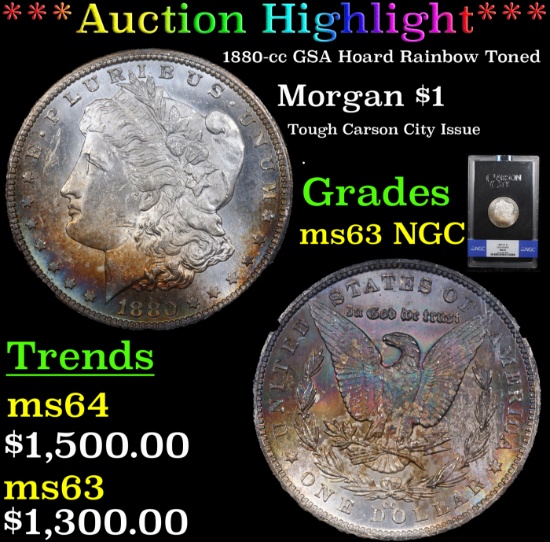 ***Auction Highlight*** NGC 1880-cc GSA Hoard Morgan Dollar $1 Graded ms63 By NGC (fc)