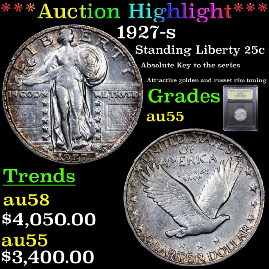 ***Auction Highlight*** 1927-s Standing Liberty Quarter 25c Graded Choice AU By USCG (fc)