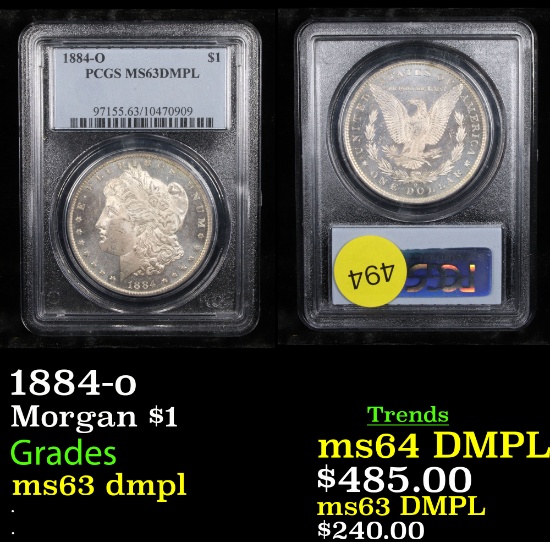 PCGS 1884-o Morgan Dollar $1 Graded ms63 dmpl By PCGS