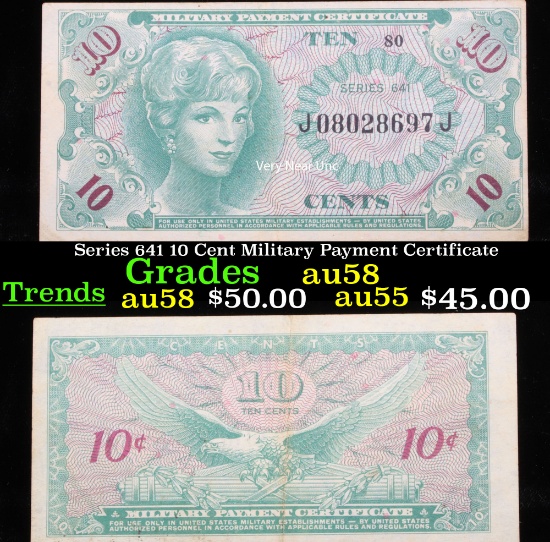 Series 641 10 Cent Military Payment Certificate Grades Choice AU/BU Slider