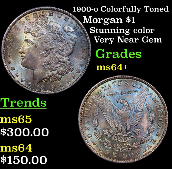 1900-o Colorfully Toned Morgan Dollar $1 Grades Choice+ Unc