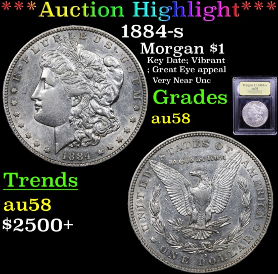 ***Auction Highlight*** 1884-s Morgan Dollar $1 Graded Choice AU/BU Slider By USCG (fc)