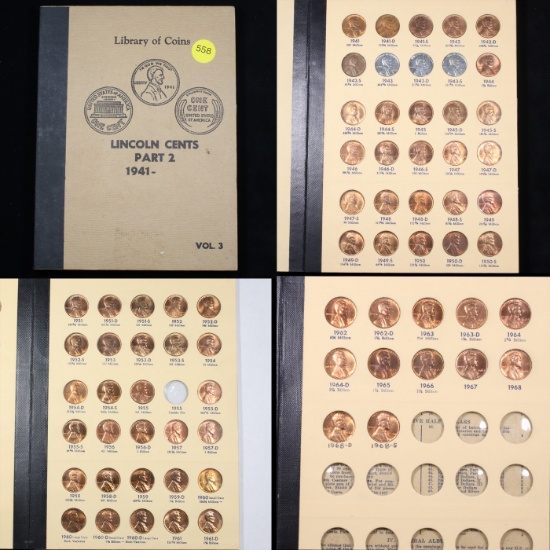 Partial Lincoln Cent Book 1941-1968 71 coins Grades