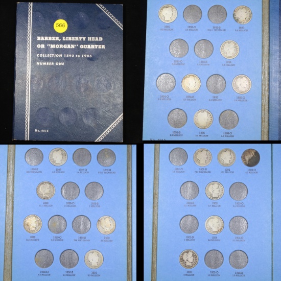Partial Barber Quarter Book 1892-1905 17 coins Grades