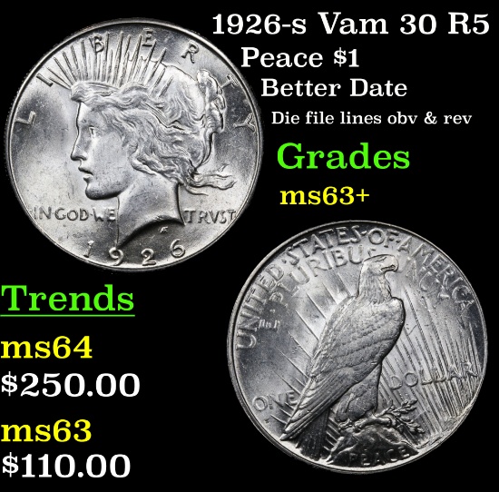 1926-s Vam 30 R5 Peace Dollar $1 Grades Select+ Unc