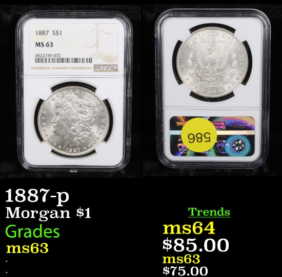 NGC 1887-p Morgan Dollar $1 Graded ms63 By NGC