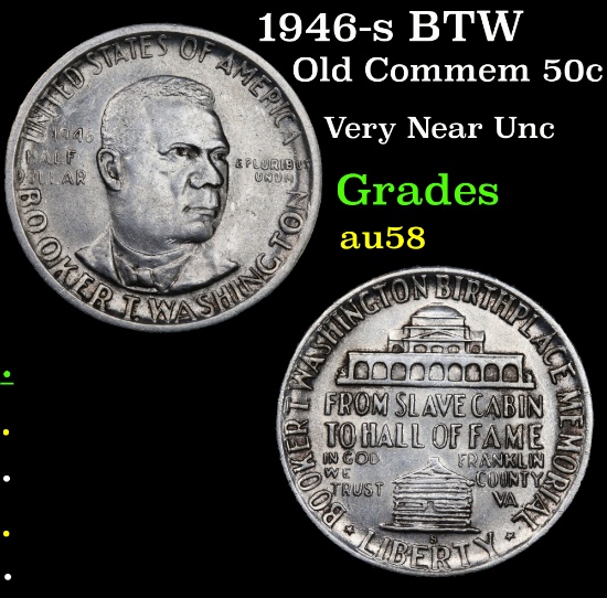 1946-s BTW Old Commem Half Dollar 50c Grades Choice AU/BU Slider