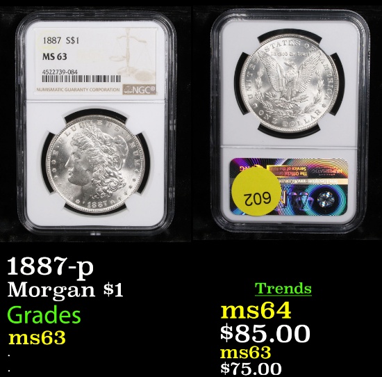 NGC 1887-p Morgan Dollar $1 Graded ms63 By NGC