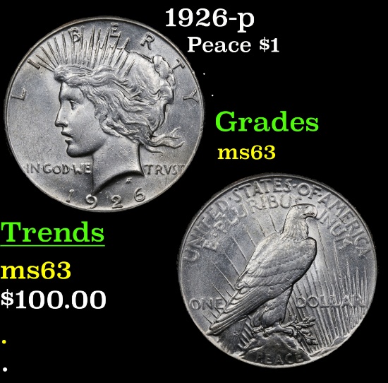 1926-p Peace Dollar $1 Grades Select Unc