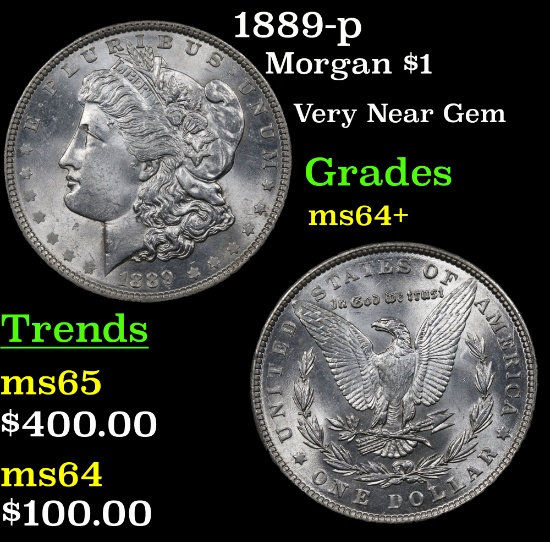 1889-p Morgan Dollar $1 Grades Choice+ Unc