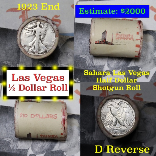 ***Auction Highlight*** Old Casino 50c Roll $10 In Halves Sahara Hotel Las Vegas 1923 & 'D' Walker E