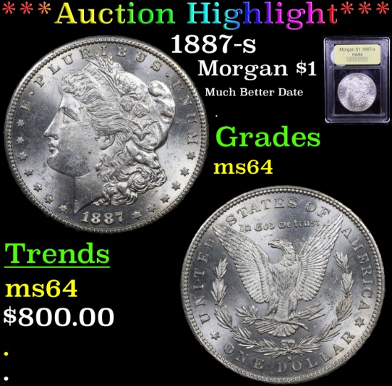***Auction Highlight*** 1887-s Morgan Dollar $1 Graded Choice Unc By USCG (fc)