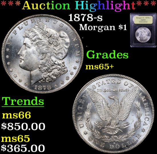 ***Auction Highlight*** 1878-s Morgan Dollar $1 Graded GEM+ Unc By USCG (fc)
