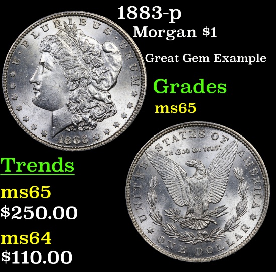 1883-p Morgan Dollar $1 Grades GEM Unc