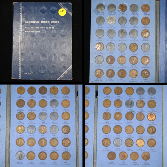 Partial Lincoln Cent Book 1909-1940 64 coins Grades