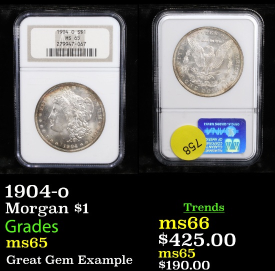 NGC 1904-o Morgan Dollar $1 Graded ms65 By NGC