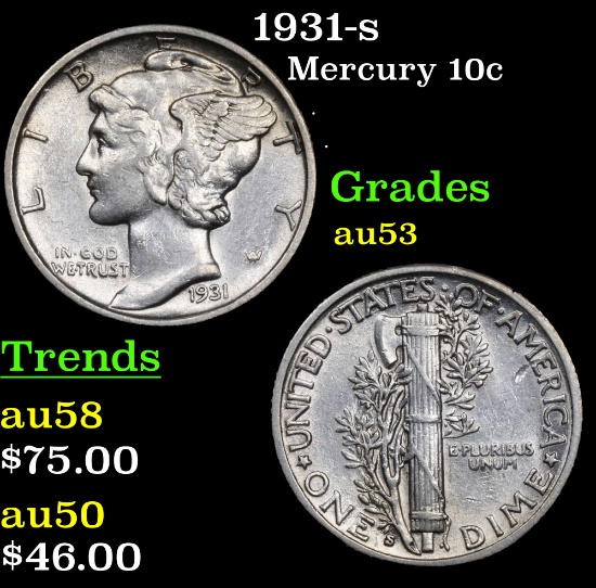 1931-s Mercury Dime 10c Grades Select AU