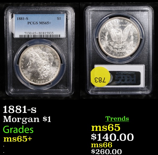 PCGS 1881-s Morgan Dollar $1 Graded ms65+ By PCGS
