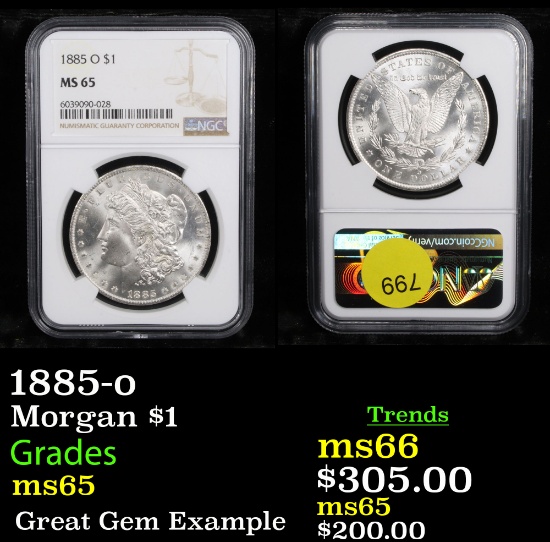 NGC 1885-o Morgan Dollar $1 Graded ms65 By NGC