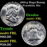 1955-p Bugs Bunny Franklin Half Dollar 50c Grades Select Unc+ FBL