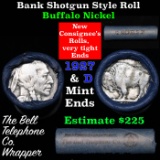 Buffalo Nickel Shotgun Roll in Old Bank Style 'Bell Telephone'  Wrapper 1927 & d Mint Ends Grades