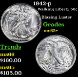 1942-p Walking Liberty Half Dollar 50c Grades GEM+ Unc