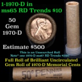 Uncirculated Shotgun Lincoln 1c roll, 1970-d 50 pcs Brinks Wrapper  Grades