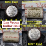***Auction Highlight*** Full Morgan/Peace Golden Nugget Hotel silver $1 roll $20, 1889 & 1897 end (f