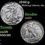 1946-p Walking Liberty Half Dollar 50c Grades Choice AU