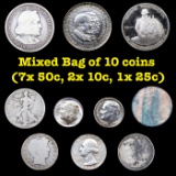 Mixed Bags 10 Mixed Silver coins (7 50c, 2 10c, 1 25c)