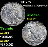1917-p Walking Liberty Half Dollar 50c Grades Select Unc
