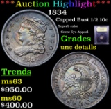 ***Auction Highlight*** 1834 Capped Bust Half Dime 1/2 10c Graded Unc Details By USCG (fc)