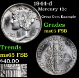 1944-d Mercury Dime 10c Grades GEM FSB