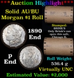 ***Auction Highlight*** AU/BU Slider Brinks Shotgun Morgan $1 Roll 1890 & P Ends Virtually UNC (fc)