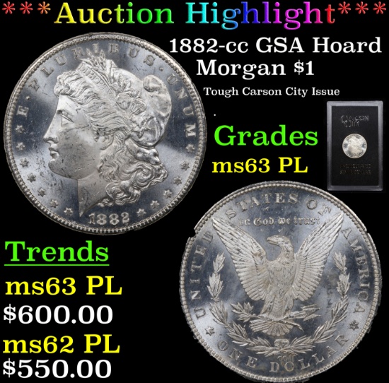 ***Auction Highlight*** 1882-cc GSA Hoard Morgan Dollar $1 Grades Select Unc PL (fc)