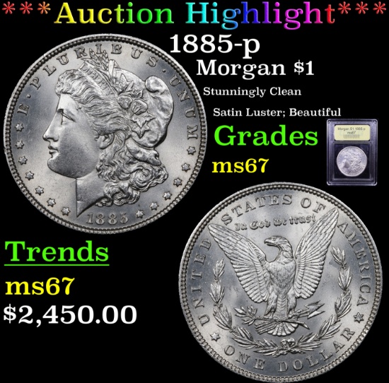 ***Auction Highlight*** 1885-p Morgan Dollar $1 Graded GEM++ Unc By USCG (fc)