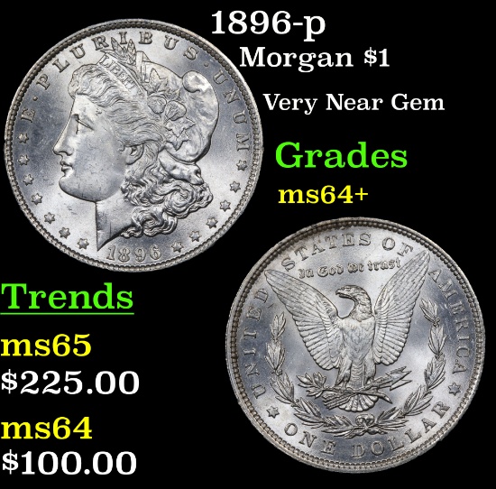 1896-p Morgan Dollar $1 Grades Choice+ Unc
