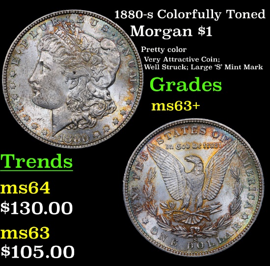 1880-s Colorfully Toned Morgan Dollar $1 Grades Select+ Unc