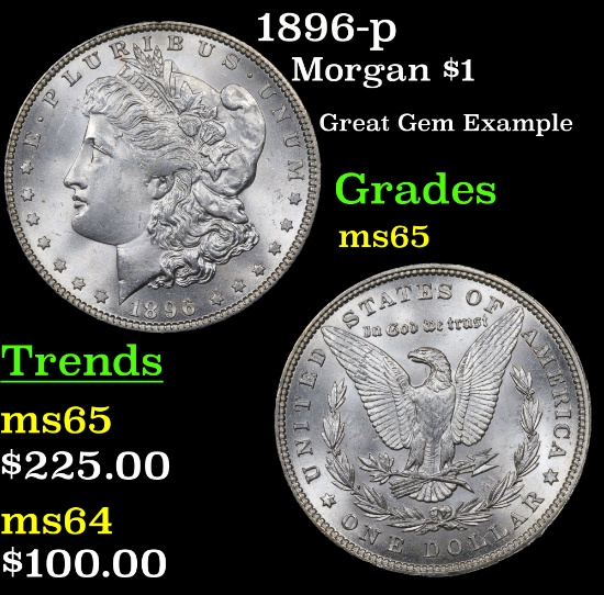 1896-p Morgan Dollar $1 Grades GEM Unc