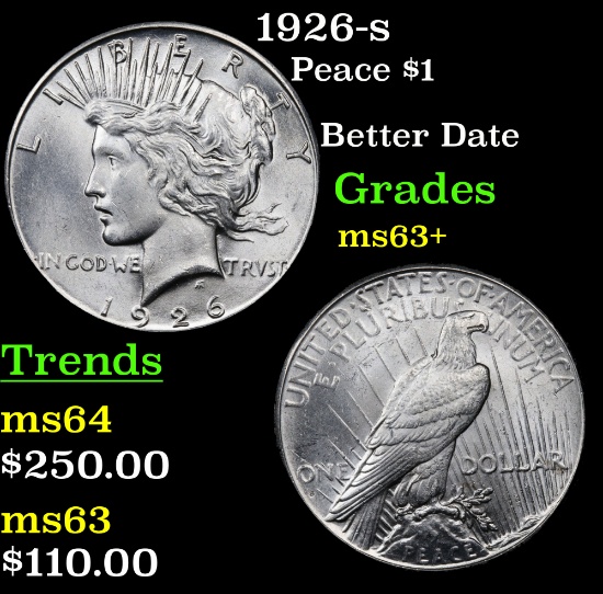 1926-s Peace Dollar $1 Grades Select+ Unc