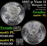 1887-p Vam 11 Morgan Dollar $1 Grades Choice Unc+ PL
