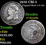 1829 CM-3 Capped Bust Half Dime 1/2 10c Grades vf details