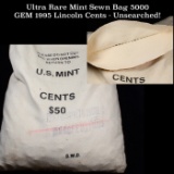 ***Auction Highlight*** Ultra Rare Mint Sewn Bag 5000 GEM 1995 Lincoln Cents - Unsearched EVER! (fc)