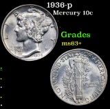 1936-p Mercury Dime 10c Grades Select+ Unc