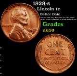 1928-s Lincoln Cent 1c Grades AU, Almost Unc