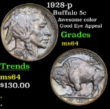 1928-p Buffalo Nickel 5c Grades Choice Unc