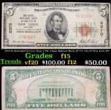1929 $5 National Currency Type 1 'The Chase National Bank Of The City Of New York, NY' Grades f+